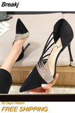 Women 2023 New Autumn Pumps Evening Party High Heels Ladies Pointed Toe Nude Leather Black Suede Gold Patent Leather