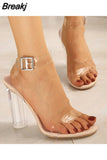 High Heeled Women Sandals 2023 New Fashion Spring Summer Simply Sandals Shoes European Style Fashion Buckle Strap