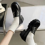 platform women's loafers shoes High Heels Pumps Chaussure Femme College Shoes Lolita Cosplay Platform Chunky Sole