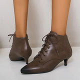 2023 New Brand Office Ladies Thin Heels Women Shoes Casual Lace-Up Ankle Boots Woman Shoes Big Size