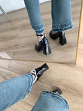 Women Pumps Mary Jane Round Toe Shoes Thick High Heels Shoes Female New Lolita Spring Fashion Black Genuine Leather Shoes