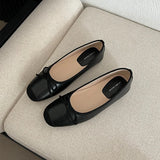 Women Gentle Bowknot Ballet Flat Shoes Korean Fashion Retro Elegant Round Toe Stiletto Pumps Autumn Dress Loafer Casual