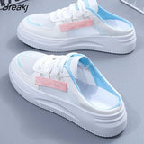 Outer Wear Slippers Women's Summer New White Fashion Flat Bottom Breathable Shoes Spring Leisure Sport Fashion Hollow