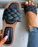 2023 Trend Braided Slippers Women Flat Outdoor Weave Slides Rubber Sole Open Toe Beach Casual Sandals Ladies Cozy