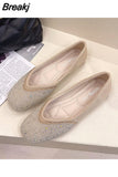 for Woman 2023 Diamond Flats Women's Summer Footwear Flat Square Toe Pink with Crystals Rhinestone Office 39 Beau Today