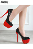 Heels Wedding Shoes Woman Sexy Thin High Heels 16cm Pumps Women Patent Leather Ladies Shoes Plus Size Talon