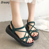Bohemian Wedge Sandals Comfortable Women's Heel Platform Beach Summer Women's Shoes Large Size Casual Gladiator