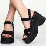 Wedge Heels Sandals For Women 2023 Summer Chunky Heeled Casual Ankle Strap Fashion Women Sandals