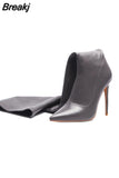 Sexy Over The Knee High Boots Women Stretch Leather Snakeskin Pointed Toe Long Booes Woman Winter Zip High Heels