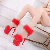 Women Sandals Shoes MaoMao Steel Tube Dancing Striptease Female Shoes High-heeled 18CM Sandals Nightclub Wedding