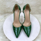 Green Crocodile Effect Women Pointy Toe High Heels 8cm 10cm 12cm Customize Ladies Sexy Stiletto Pumps Club Party