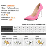 Women Pointed End 11CM High Heel Pumps Sexy Nightclub Stiletto Single Shoes Metal Heels Rivets Studded Fashion Stage
