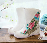 Breakj Boots Six Centimeters High Heel Ankle Boots Spring And Autumn Cloth Boots Women's Ankle Boots Embroidered Shoes Cloth Shoes Hanfu