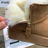 Style Snow Boots Winter Plush Short Boots Women's Waterproof Natural Plush Ankle Boots Plush Lined Ankle Warm Flat