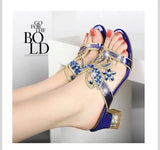 Diamond Sandals Slippers Women Wear Butterfly Fashion Bohemian Rough Heels Set With Diamond Crystal Slippers In