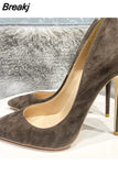 color pointed toe 12cm high thin heels concise classic work party dating cozy plus size 33-45 women pump RM029