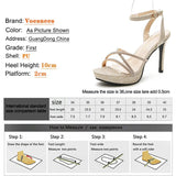 Summer Korean Style Chain Sandals Cross Ankle Straps Sexy Bling 10CM Thin High Heels Platform Peep Toe Roman Women