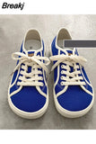 Sneakers Canvas Shoes Women Low Top Sneakers Wide Toe Lace Up Trainers Shoes 2023 Girls Red Blue Sneakers Girls