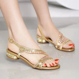 Women's Diamond Sandals 2024 New Bohemian Bohemian Diamond-Encrusted Fashion Fairy Style Flat Shoes Roman