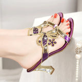 Diamond Cool Slippers Summer 2024 New Thick Heels, Temperament Crystal Diamond Setting, Fashionable