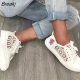 Women Shoes 2023 Fashion Summer Casual Ladies Cutouts Lace Canvas Hollow Breathable Platform Flat Woman Sneakers Large
