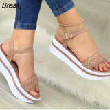 New Fashion Women Sandals White Brown Colors Summer Wedges Platform Sandals High Heel Dress Party Wedding Shoes