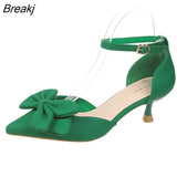 Women's Shoes Fashion 2023 New Low Heels Bow-knot Pointed Sandals Sexy Baotou Stiletto Party Light Sandalias De