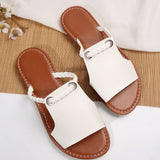 Breakj 2025 Summer New Slippers Women Solid Color Weaving Simple Daily Beach