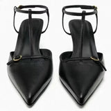 Heeled Shoes Slip On Lace-Up Work Dress Professional Sexy Pump Pointed Wedge 2023 Stiletto Slip-On Gold Black Office