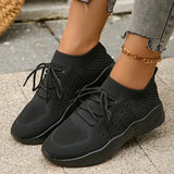 Spring White Knitted Sneakers Women Lightweight Non Slip Fitness Sports Shoes Woman Lace Up Breathable Mesh Flats Female