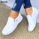 Vulcanize Shoes Women Ladies Slip-On Flat Casual Shoes Fashion Leather Platform Sneakers for Women 2022 Zapatillas