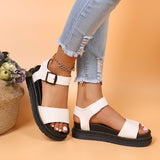 Open Toe Platform Wedge Sandals Ladies Summer Buckle Beach Shoes Sexy Leather Fashion Casual Plus Size