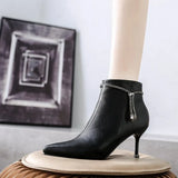Elegant with Medium Heels Footwear Rhinestone Short Shoes for Woman White Women's Ankle Boots Pointed Toe Y2k Hot Pu