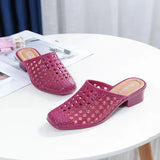 Women's Sandals Beach Shoes Slippers Hollow Out Mid Heels Korea Style Footwear Antiskid Platform Shoes Zapatos De