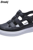 Female Sandal 2023 Summer Muffins shoe Increasing Height Shoes Closed Toe Clogs With Heel Girls Flat New Fashion