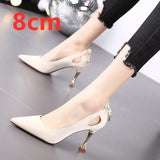 Female Casual High Quality Pointed Toe Yellow Slip on Stiletto Heels for Office Women Party Black Heel Shoes Zapatos