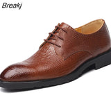 Men'sDress Leather Shoes Lace-Up Wedding Party Shoes Mens Business Office Oxfords Flats Plus Size Men Fashion