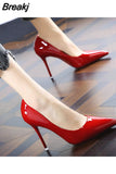 High Heel Pointed Toe Stiletto Red Bottom Fashion Women's Shoes Shallow High Heels Red Bottom High Heels Lolita