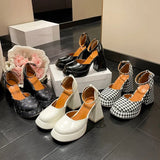 High-Heeled Shoes Women's 2024 New Style Ultra-High Heels Waterproof Table Thick Heels With Mary Jane Single