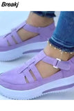 Sneakers Autumn Casual Breathable Solid Color Thick Sole Sneakers Fashion Running Walking Lace Up Sneakers Women Size