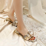 for Women 2024 New Luxury Pearl Rhinestone Chunky Heel Slippers Summer Womens Shoes Fashion Butterfly-knot