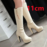 Fashion Sweet Black Knee High Long Boots Women Cute Comfortable Autumn White Boots Winter Boots Frauen Stiefel