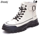 Autumn Early Winter Shoes Genuine Leather Fashion Boots for Women Thick Sole Women Ankle Boots Brand Ladies Botas