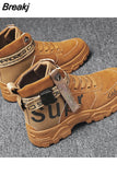 Men Boots Waterproof Warm Fur Snow Boots Men Outdoor Work Casual Shoes Military Combat Rubber Ankle Fashion Letter