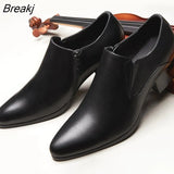 Fashion Men's Loafers Slip-ons Genuine Leather Brown Casual Business Dress Shoes Party Wedding Mens