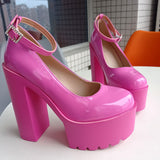 Heeled Ankle Strap Pumps Sweet Platform Pink Square Heel Woman High Heels Pumps Platform Shoes 2023 Spring Woman