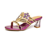 New High-Heeled Diamond Sandals In Summer Wear Slippers With A Thick Heel And A Fish Mouth With A Medium