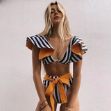 2025Bikini Split Bikini Women's New Lotus Edge Strap High