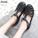 New Flat Women Sandlas Hollow-carved Design Fashion Comfortable Outdoor Sports Beach Cool Slippers Soft Sole