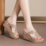 Heels For Women Wearing Slippers, Thick Soles, Water Drill Sandals, Summer Flat Soles, Roman Shoes, Small People, Heightened